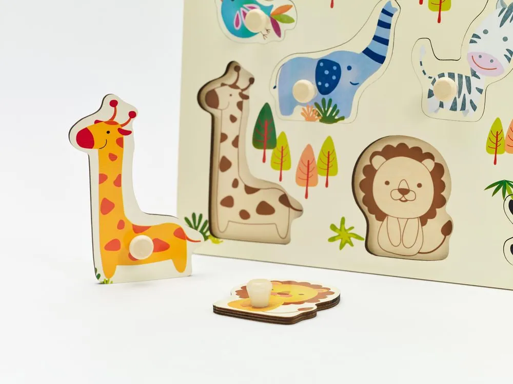 Classic World Zoo Puzzle With Knobs