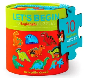 Croc Creek Puzzles 2Pc Lets Begin Canister Dinosaurs