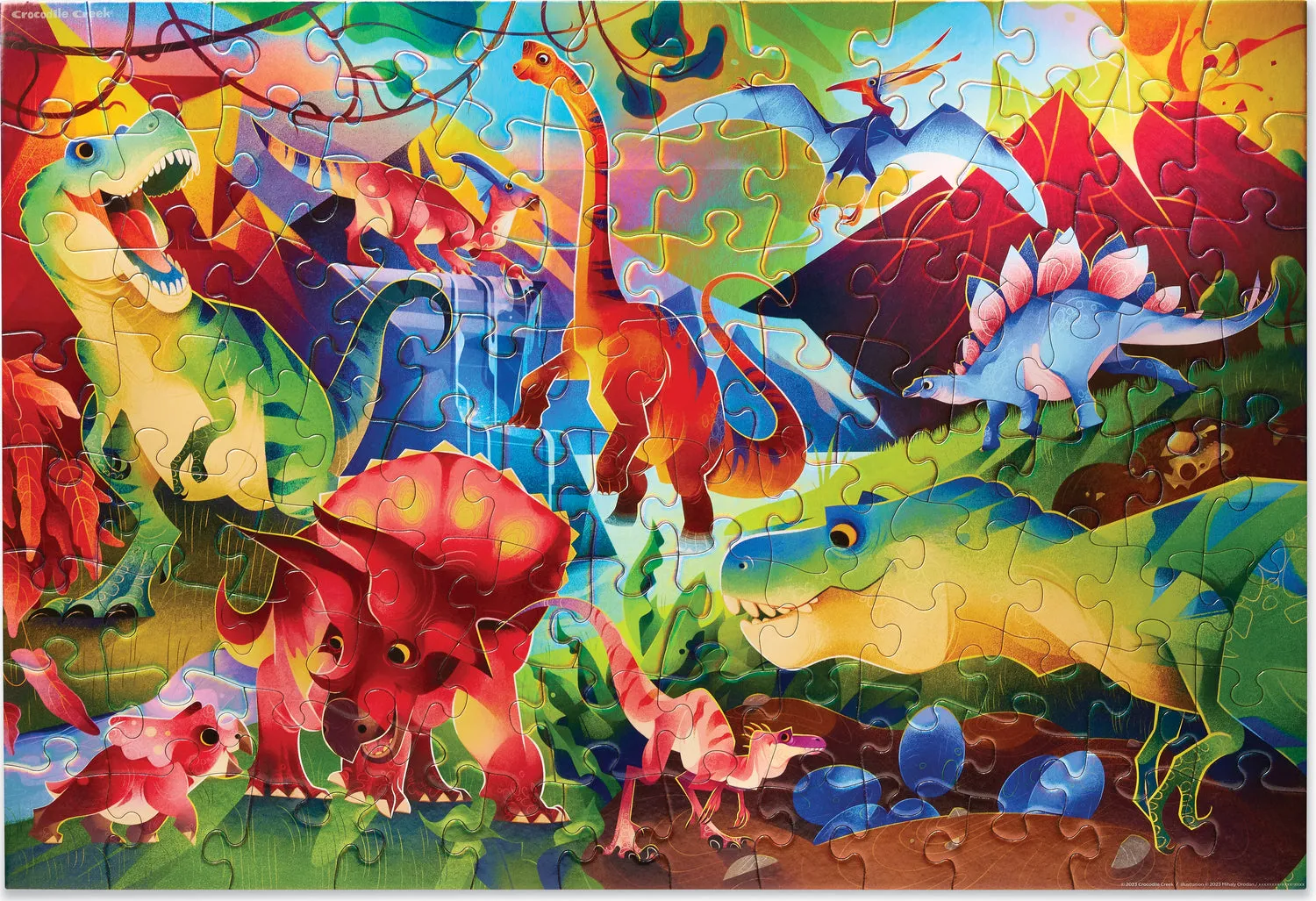 Crocodile Creek 100 Piece Holographic Puzzle Dinosaur World
