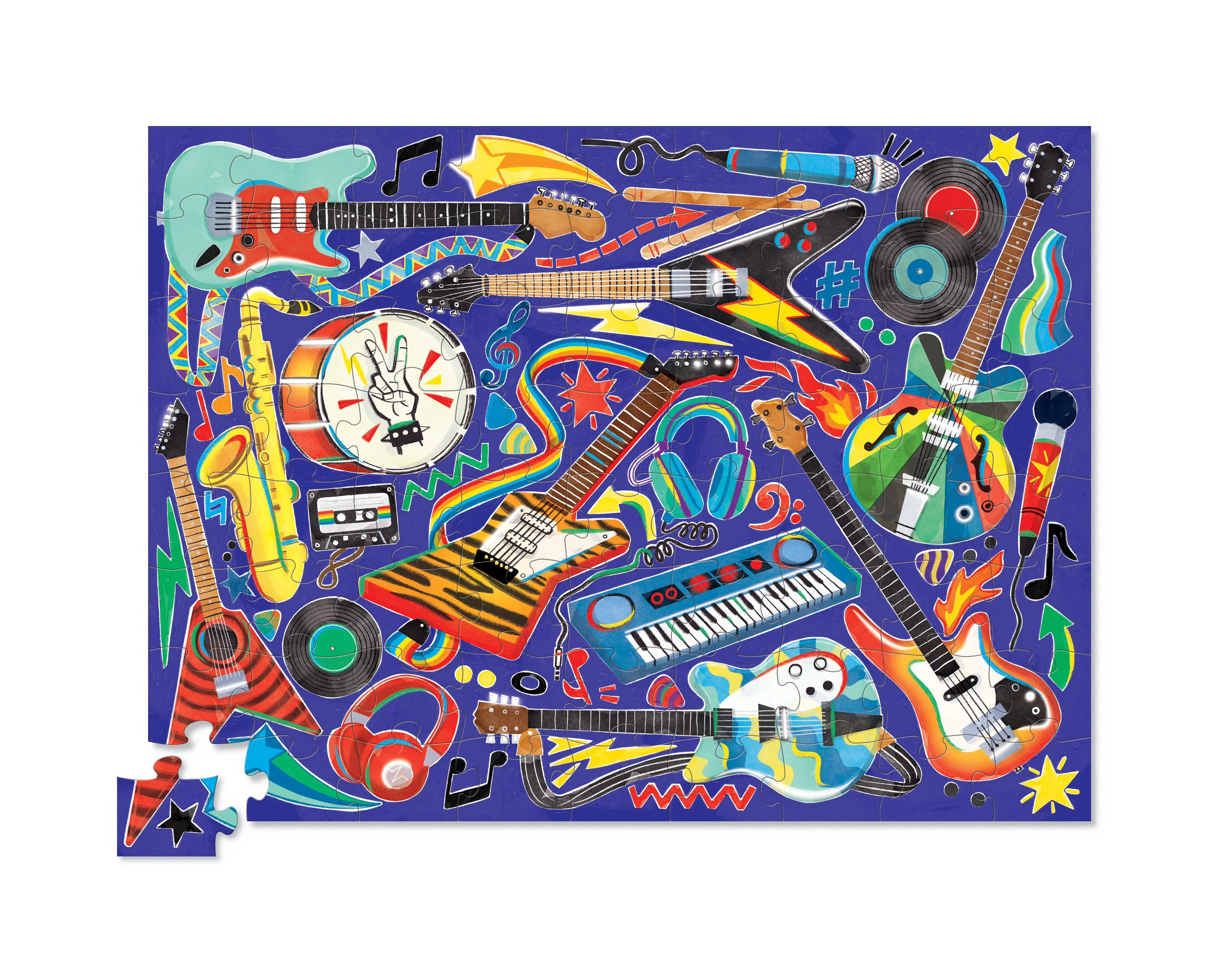 Crocodile Creek 72 Piece Round Box Puzzle Rock & Roll