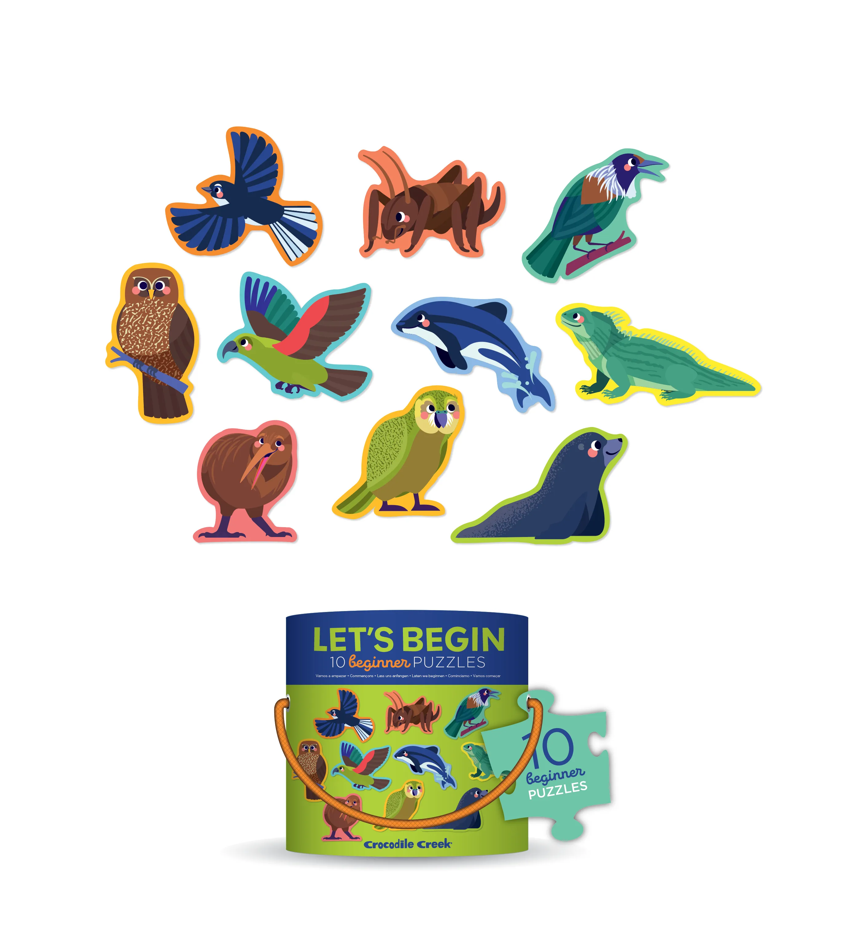 Crocodile Creek Croc Creek 2Pc Lets Begin Canister: Nz Animals