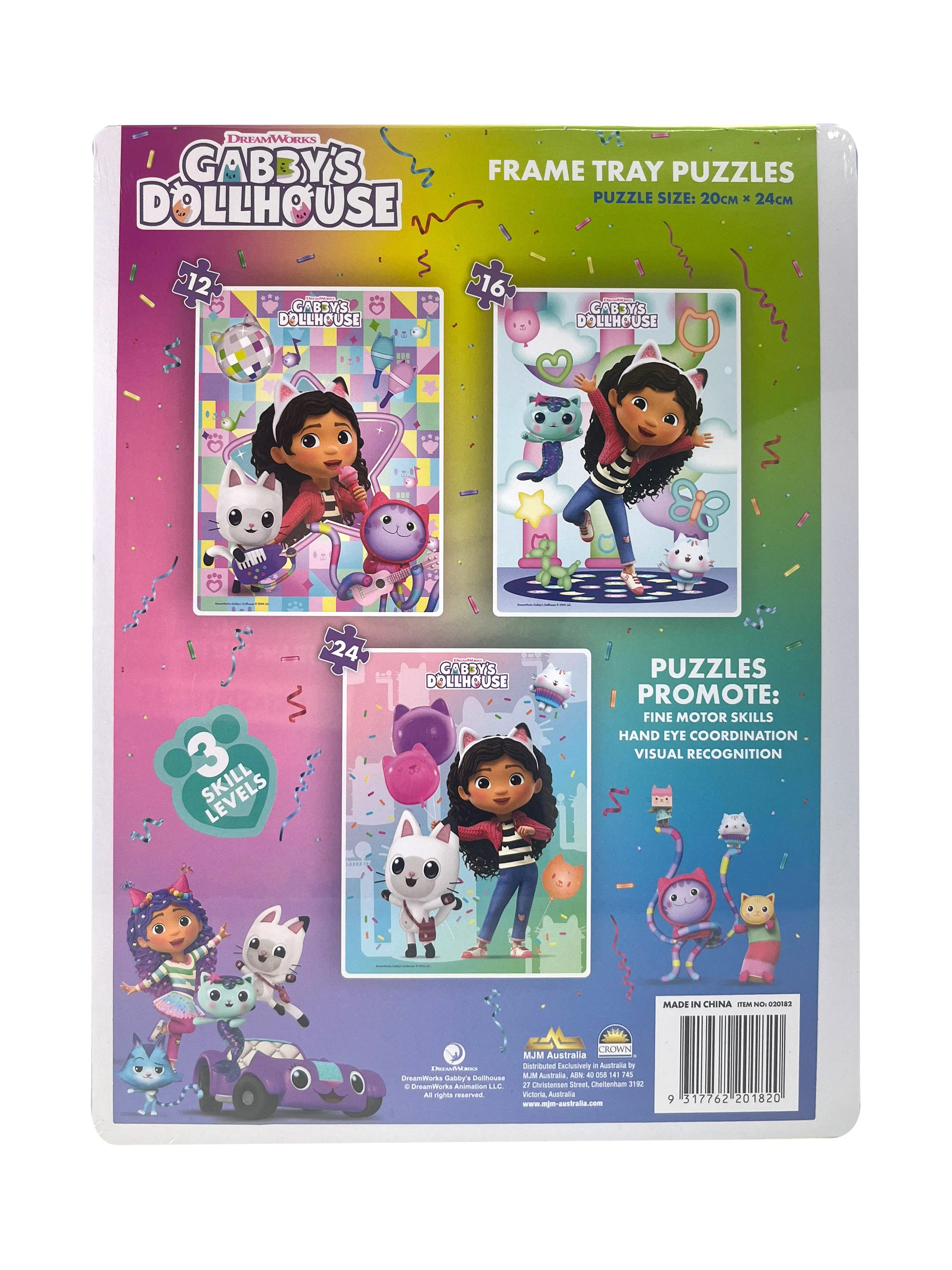 Gabby's Dollhouse 3 Pack Frame Tray Puzzle