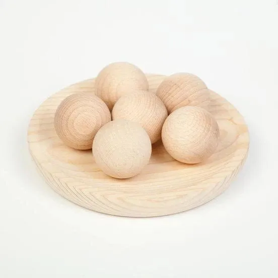 Grapat | Big Balls in Natural Wood | 6 Pieces