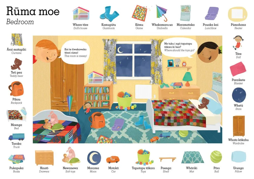 Holdsons My First Maori Words 60 Piece Puzzle Ruma Moe - Bedroom