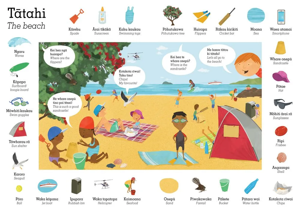 Holdsons My First Maori Words 60 Piece Puzzle Tatahi - The Beach