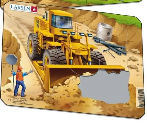 Larsen Construction Small Frame Tray Puzzle Bulldozer