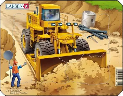 Larsen Construction Small Frame Tray Puzzle Bulldozer