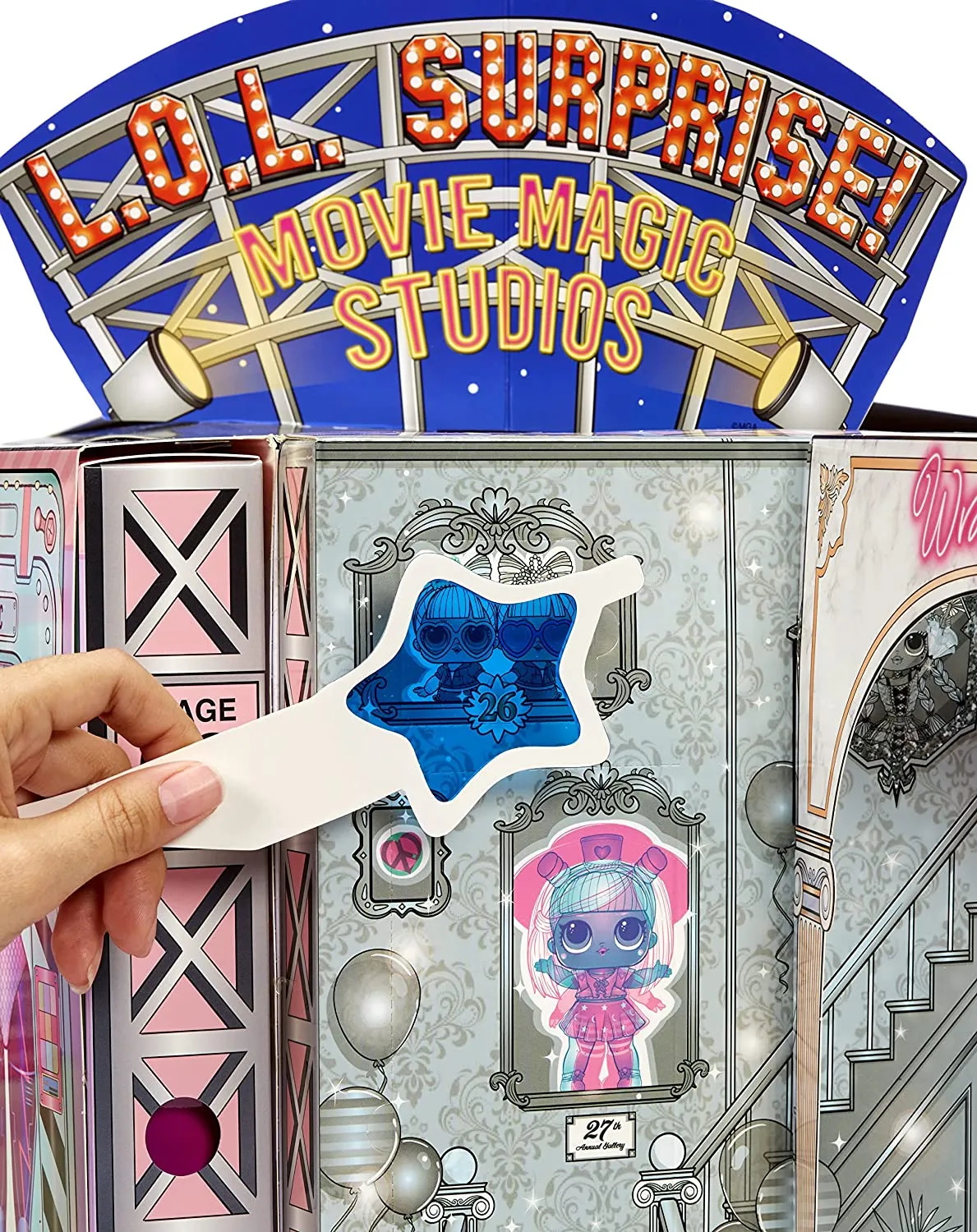 L.O.L. Surprise! 576532EUC LOL OMG Magic Studios-70  Surprises, 12 2 Fashion Dolls, Studio Stages, Green Screen, Phone Tripod, Movie Theater/Set Packaging, Accessories-for Children Ages 4 