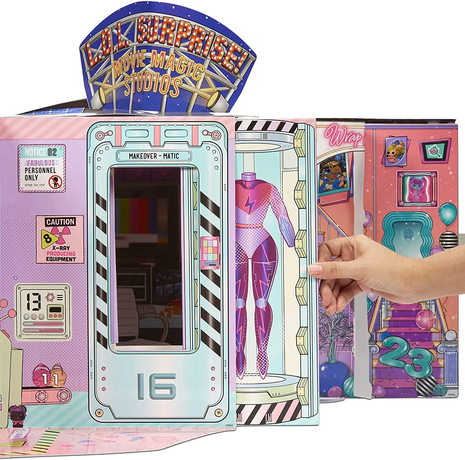L.O.L. Surprise! 576532EUC LOL OMG Magic Studios-70  Surprises, 12 2 Fashion Dolls, Studio Stages, Green Screen, Phone Tripod, Movie Theater/Set Packaging, Accessories-for Children Ages 4 