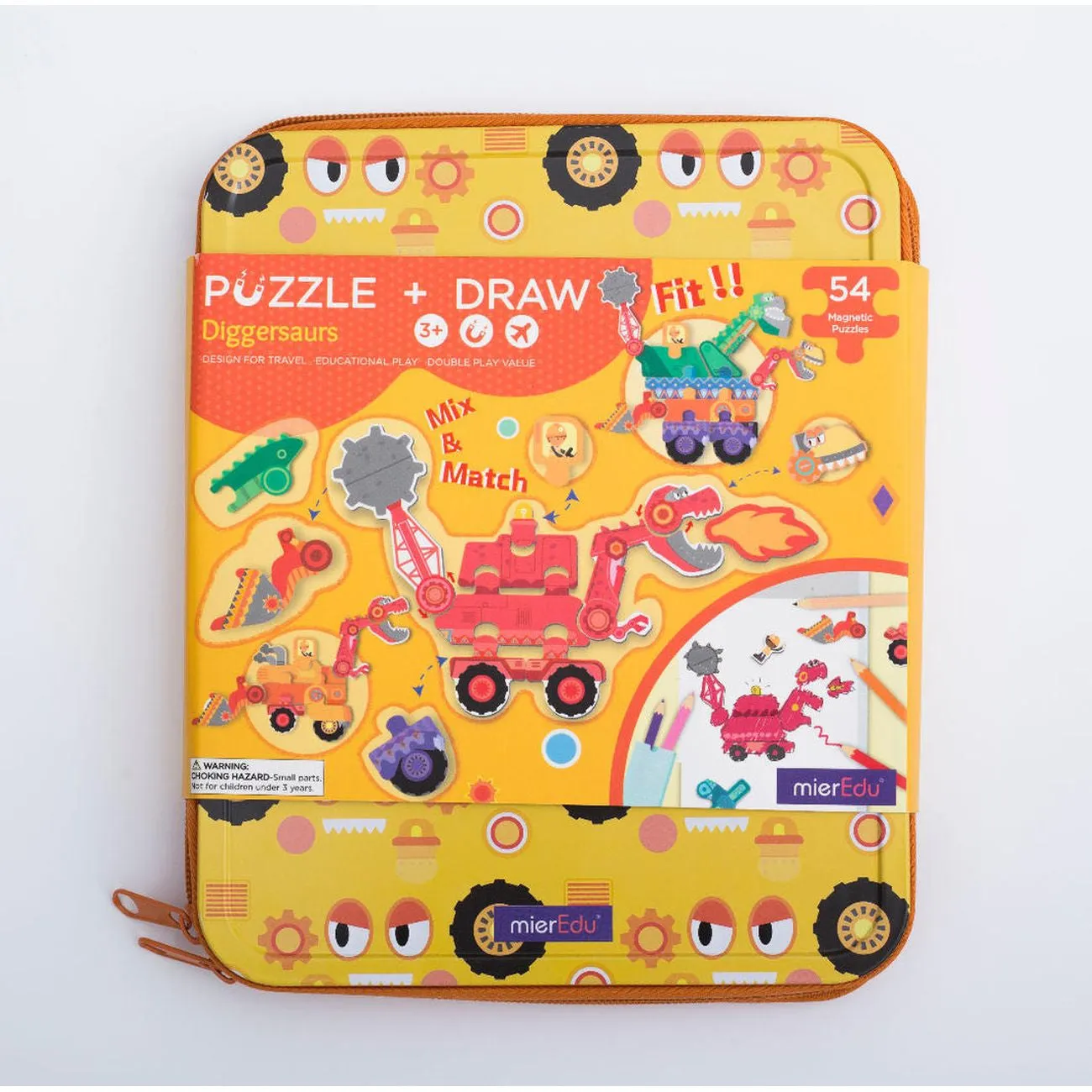 Mieredu Puzzle & Draw Magnetic Kit Diggersaurs