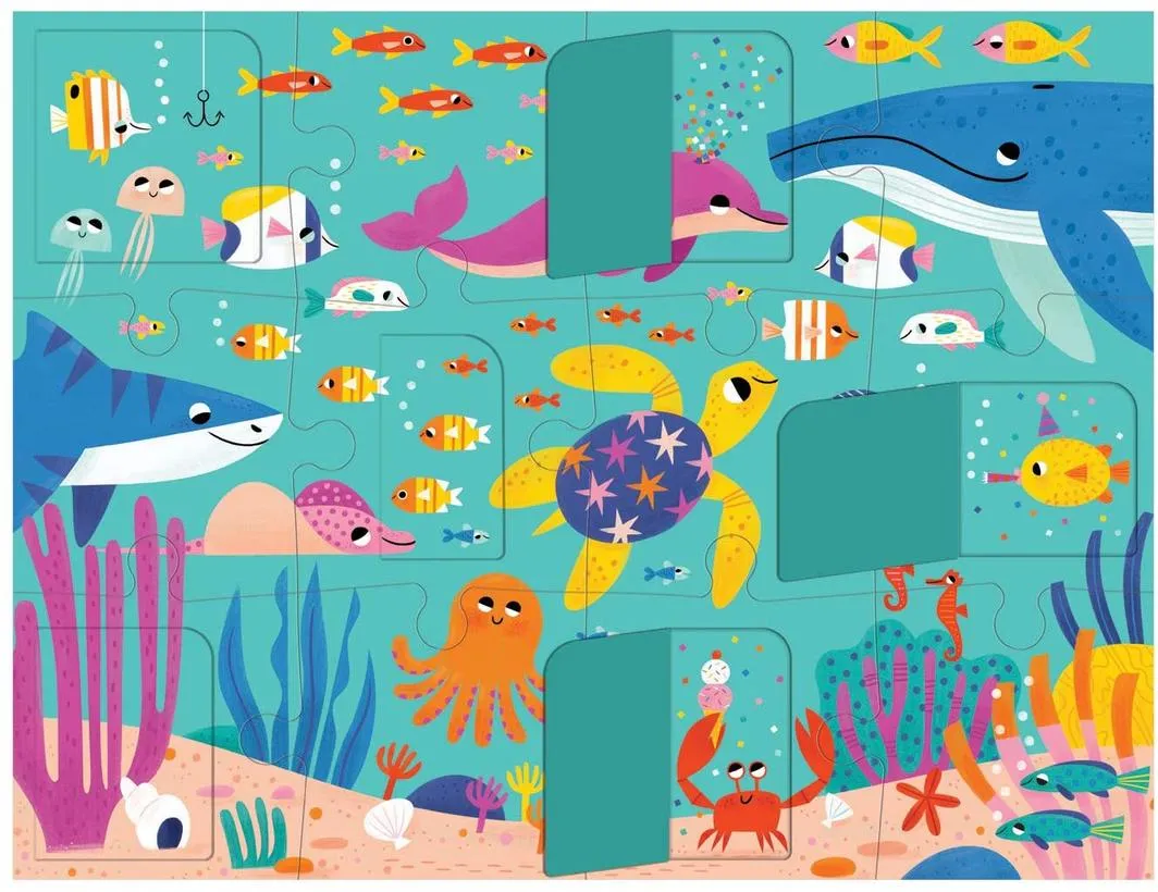 Mud Puppy 12 Piece Lift The Flap Puzzle Ocean Party