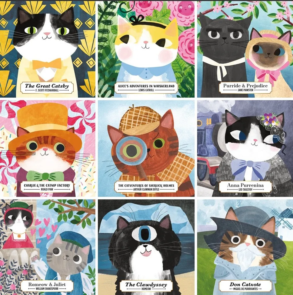 Mud Puppy Bookish Cats 500 Piece Puzzle