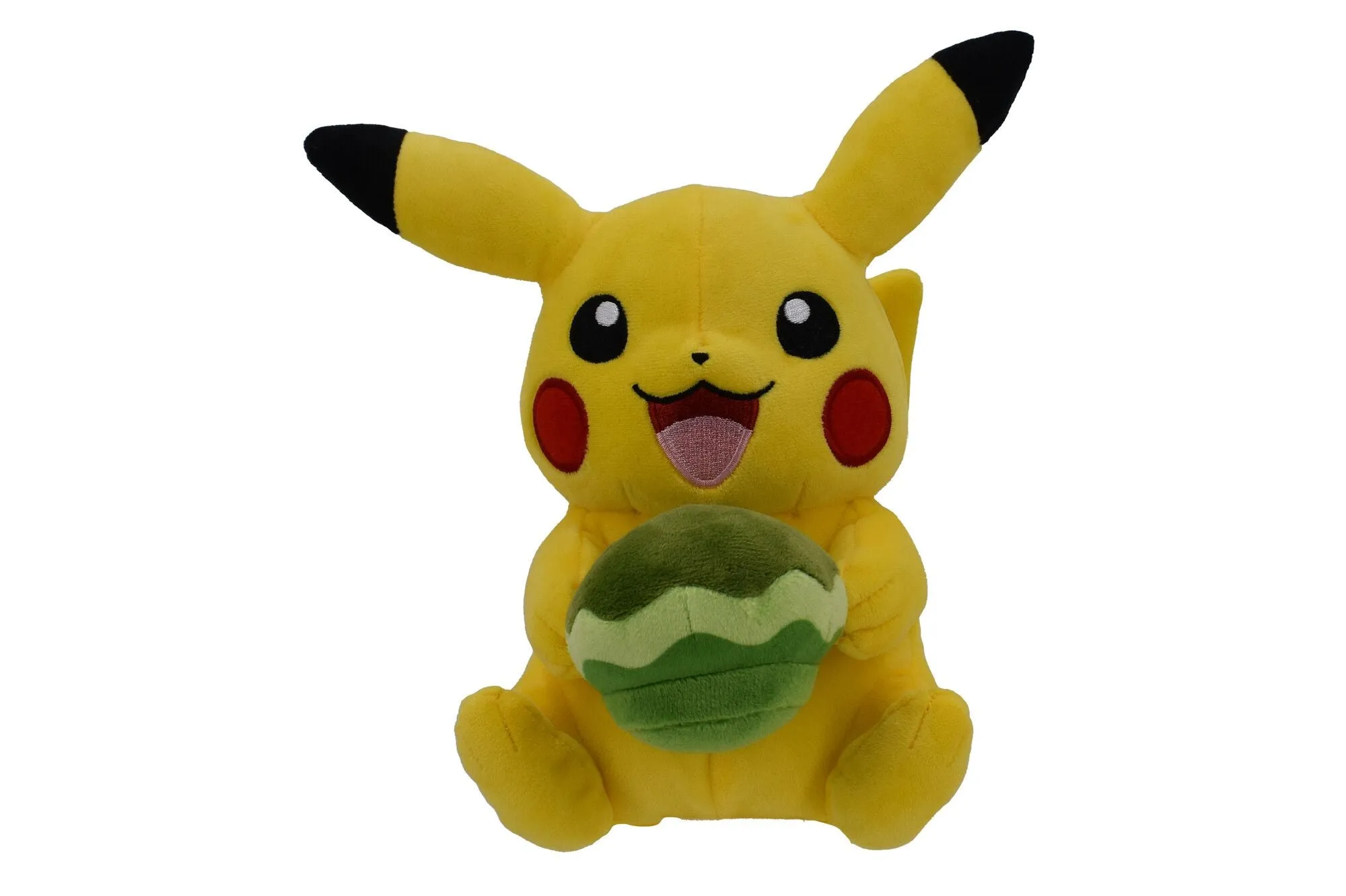 Pokemon 20cm Spring Plush Pikachu Holding Green Poke Puff