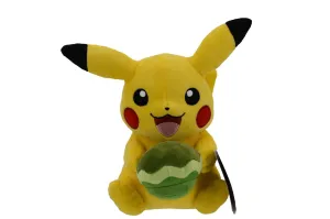 Pokemon 20cm Spring Plush Pikachu Holding Green Poke Puff