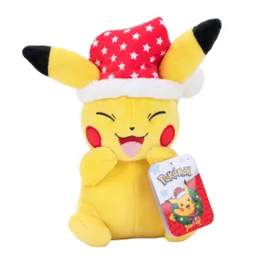Pokemon Seasonal Holiday 20cm Plush Pikachu Wearing Christmas Hat