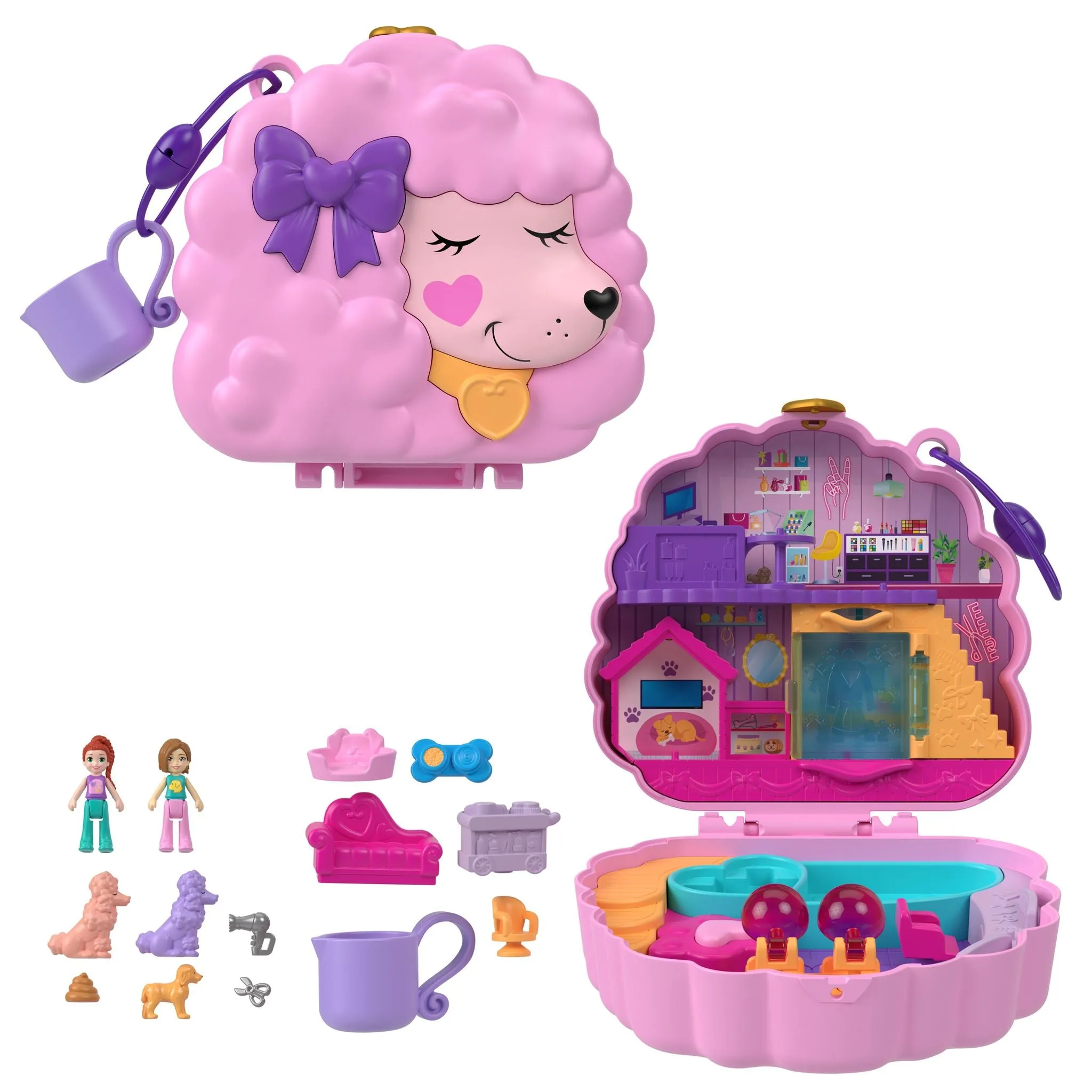 Polly Pocket Big Pocket World Groom & Glam Poodle Compact