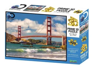 Prime 3D Super 3D 500 Piece 3D Puzzle Discovery Golden Gate Bridge San Francisco