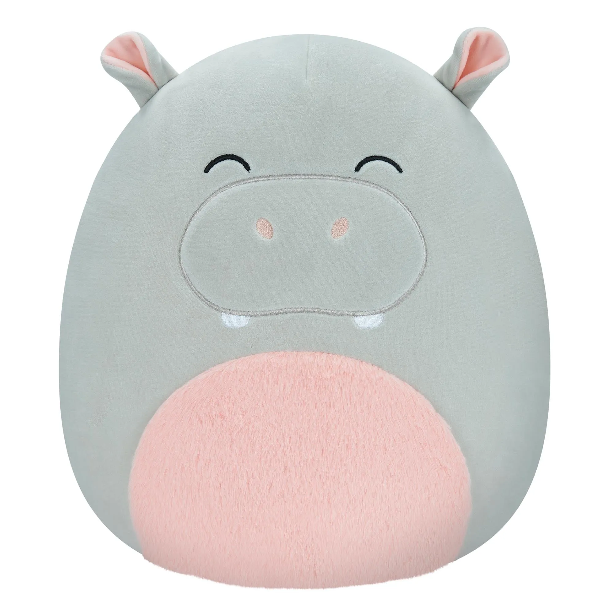 Squishmallows 12 Inch Plush Harrison Grey Hippo With Pink Fuzzy Belly