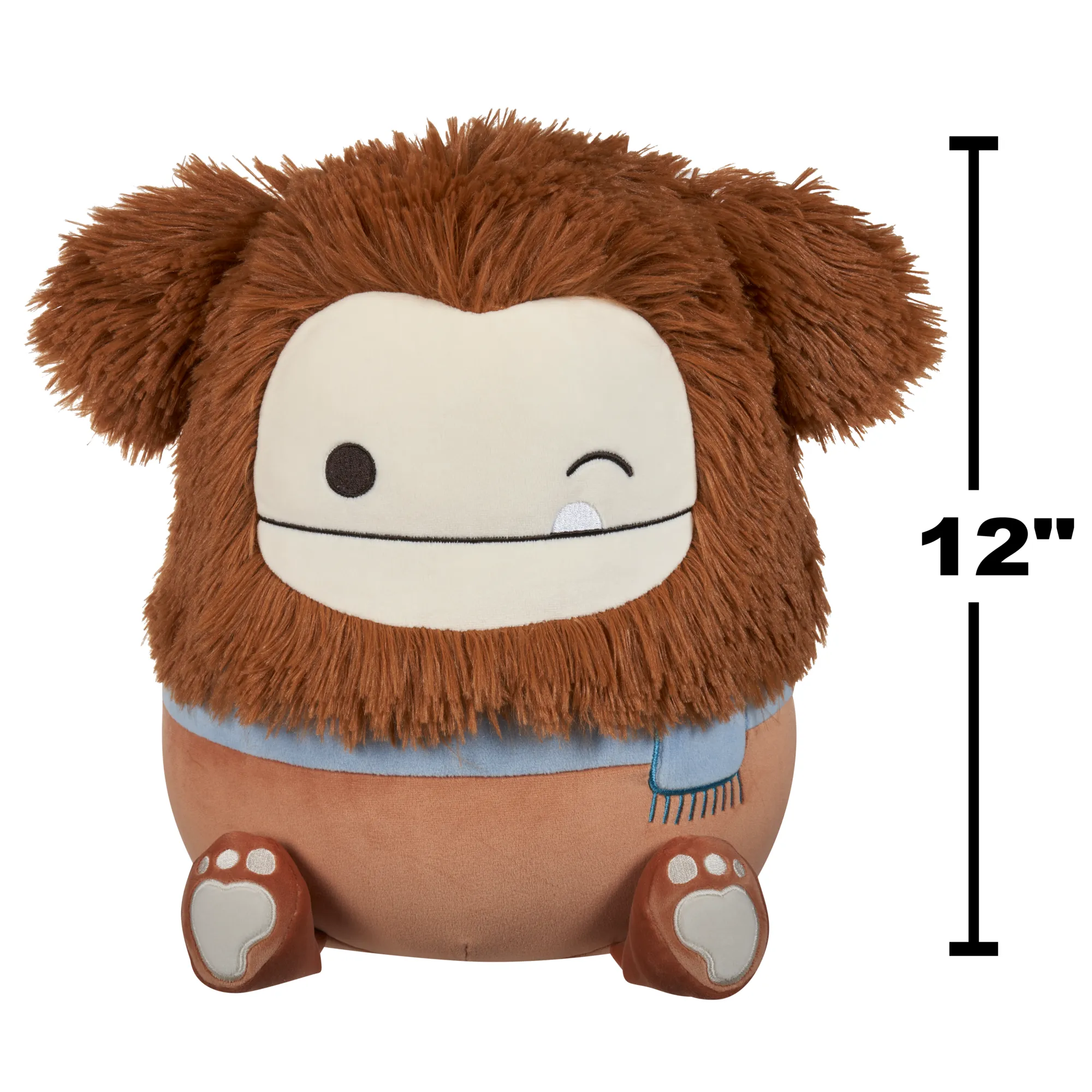 Squishmallows 12 Inch Plush S20 Benny Winking Brown Bigfoot With Scarf