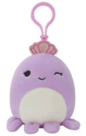 Squishmallows 3.5 Inch Plush S15 Clip On Violet Purple Winking Octopus With Crown