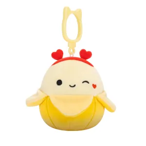 Squishmallows 3.5 Inch Valentines Clip-On Junie the Winking Yellow Banana with Heart Headband