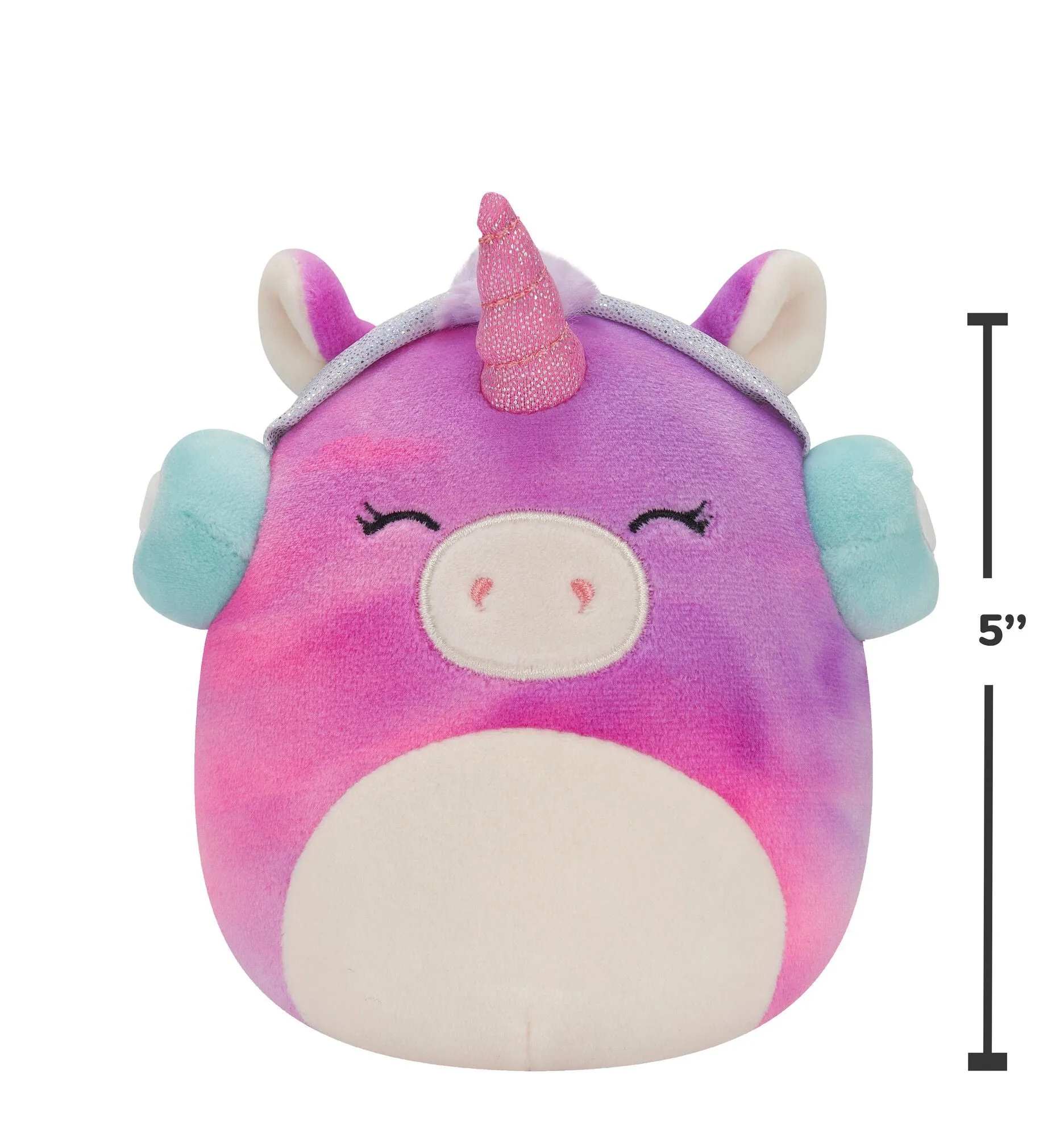 Squishmallows 5 Inch Plush Lola The TieDye Unicorn With Headphones