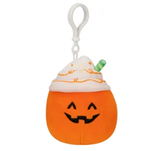 Squishmallows Season Halloween 3.5 Inch Plush Clip-On Lester Orange Jack O'Lantern Latte