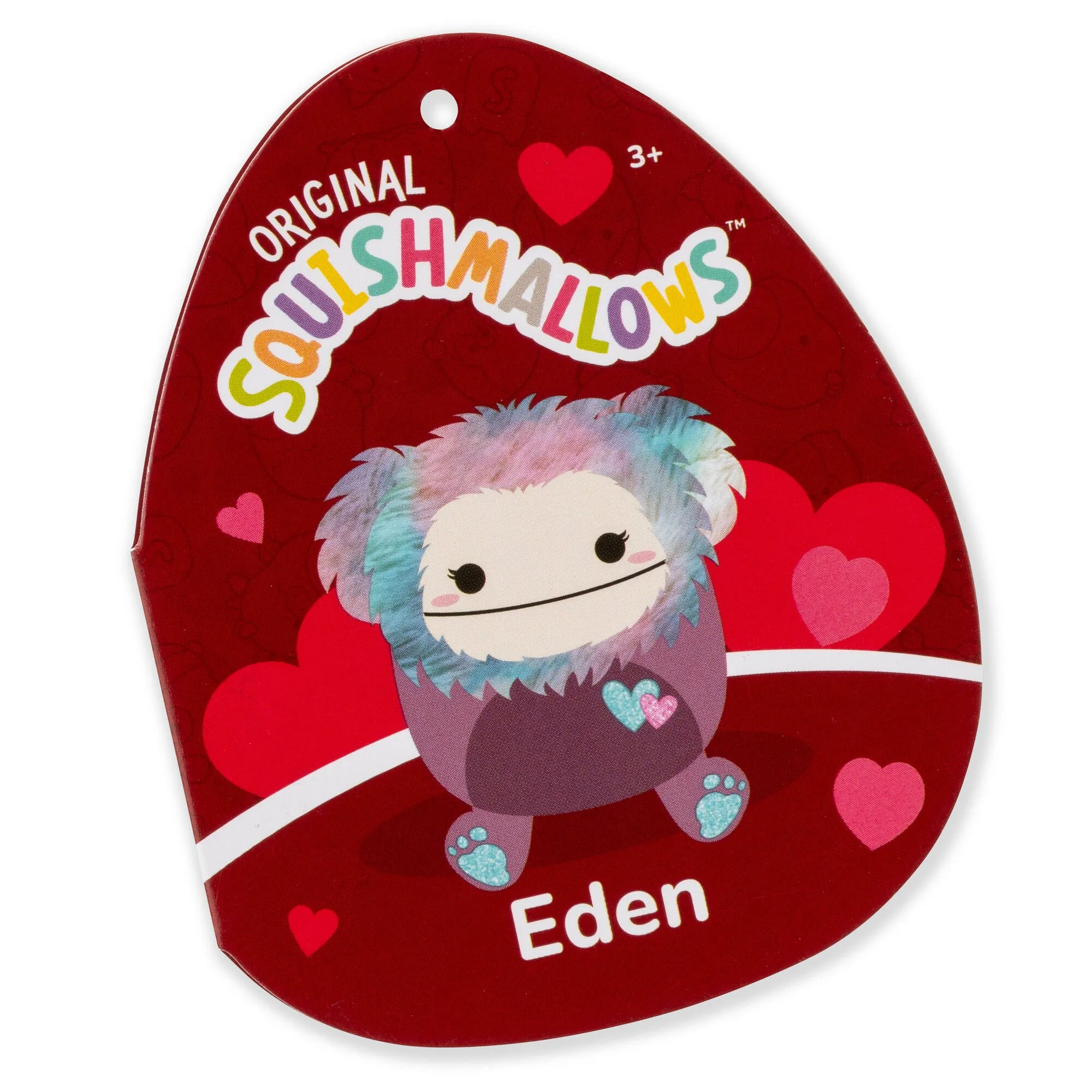 Squishmallows Valentines 3.5 Inch Plush Clip-On Eden The Bigfoot