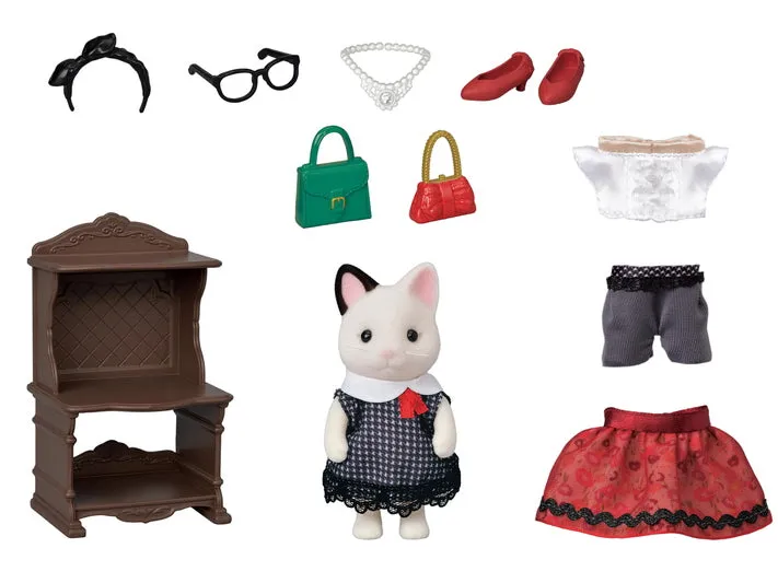 Sylvanian Families Fashion Accessories Play Set Town Girl Tuxedo Cat