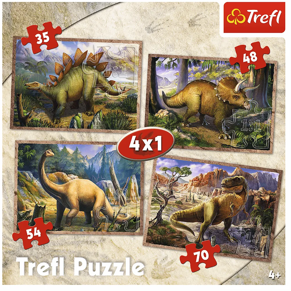 TREFL 4-IN-1 PUZZLE DINOSAURS