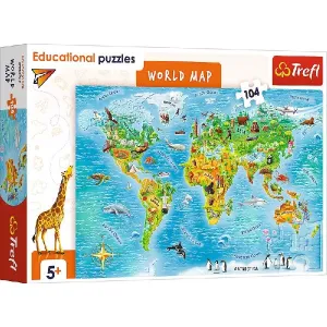 TREFL EDUCATIONAL 104 PIECE PUZZLE WORLD MAP