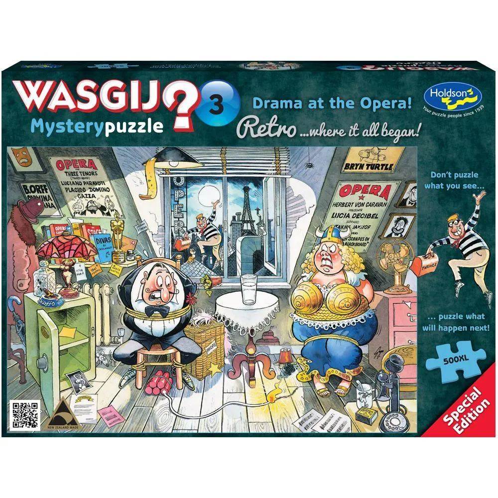 Wasgij Retro 500 Piece Xl Jigsaw Puzzle
Mystery 3 Drama At The Opera